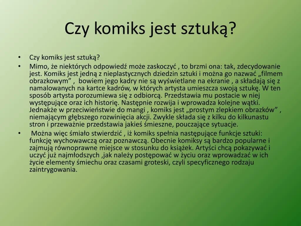 Komiks to literatura? Rewolucyjna prawda o artystycznej wartości komiksów Komiks to literatura? Rewolucyjna prawda o artystycznej wartości komiksów