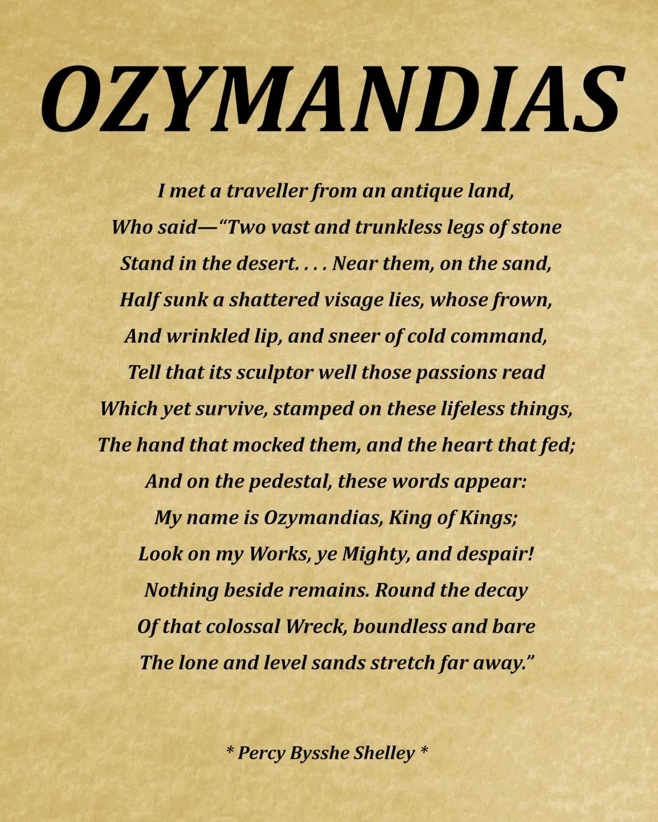 Ozymandias wiersz – pełny tekst, analiza i znaczenie utworu Shelley’ego Ozymandias wiersz – pełny tekst, analiza i znaczenie utworu Shelley’ego